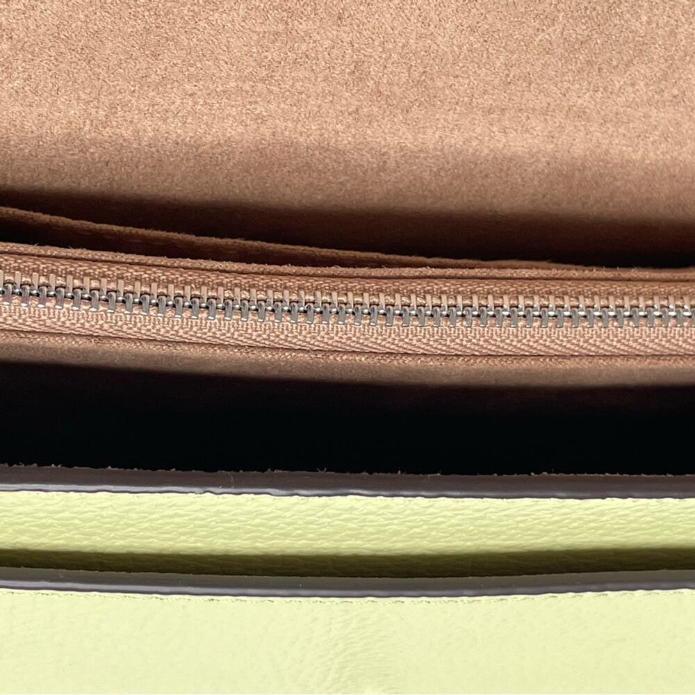 Coach Lane Leather Whipstitch Shoulder Bag Pale Lime Silver Trim - Picture 6 of 10